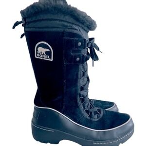 Sorel Black Suede Waterproof Non-Slip Insulated Snow Tall Boots Tivoli III  SZ 9
